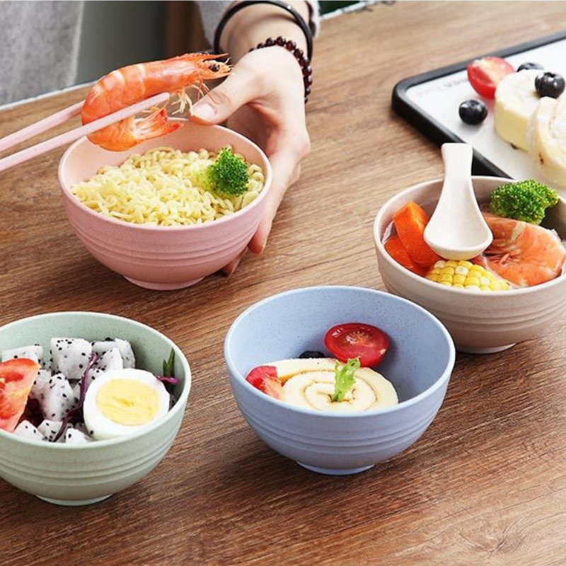 Bộ 4 chén ăn cơm nhựa lúa mạch, bát nhỏ đựng thức ăn đẹp