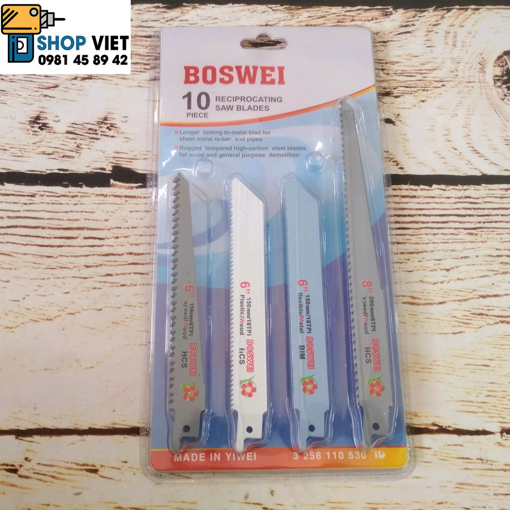 Sv bộ 10 lưỡi cưa kiếm cắt gỗ, cắt sắt đa năng boswei
