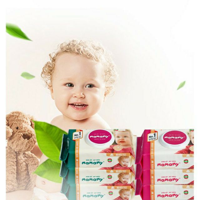 [HCM]Combo 10 khăn ướt Mamamy ( 80 tờ ) - Có mùi