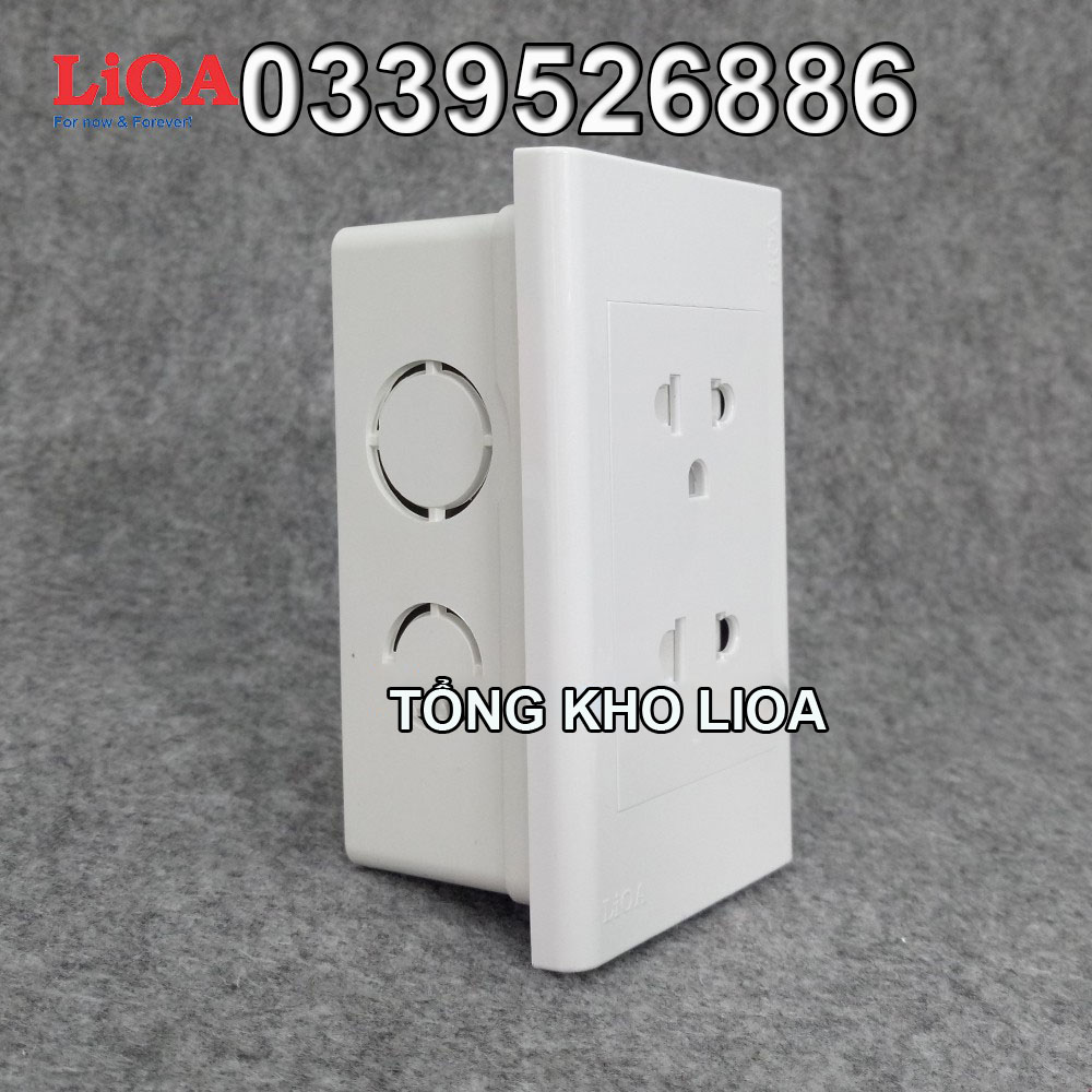 Combo ổ cắm điện đôi 3 chấu 16A LiOA (3520W) - Lắp âm tường