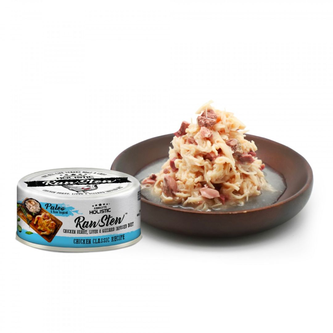 Pate Thức Ăn Ướt Cho Chó/Mèo Absolute Holistic Gà - Raw Stew - Lon 80G