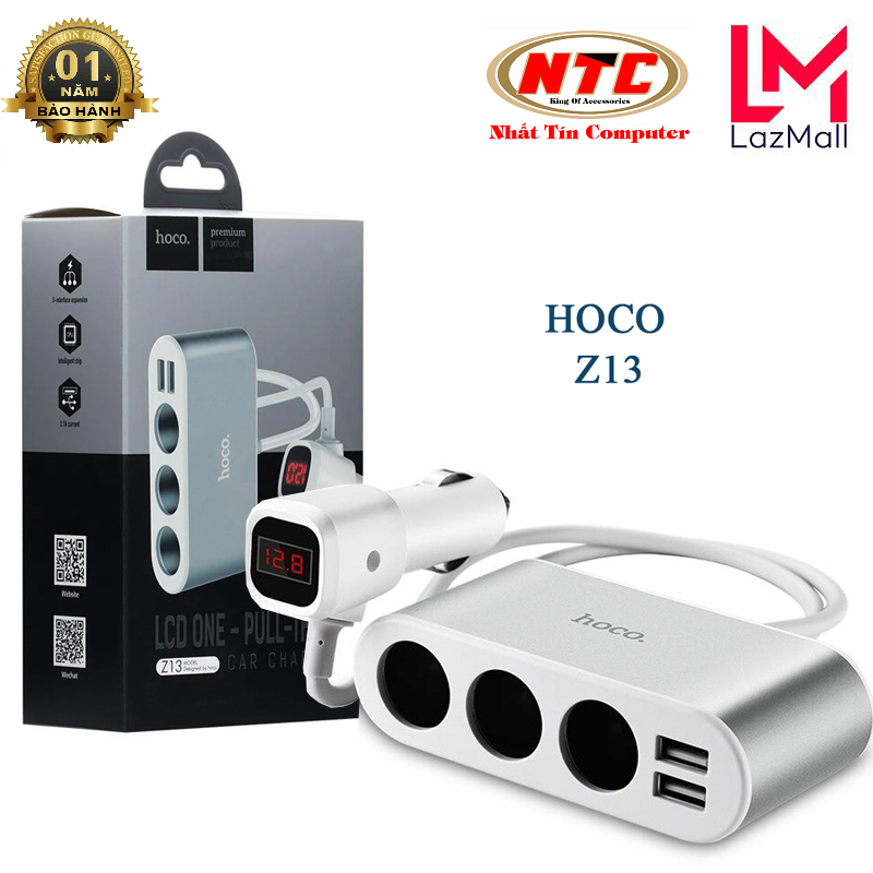 Cốc sạc xe hơi Hoco Z29 / Cốc sạc ô tô Hoco Z29 Regal 2 cổng sạc màn hình Led hiển thị điện áp max 3.1A