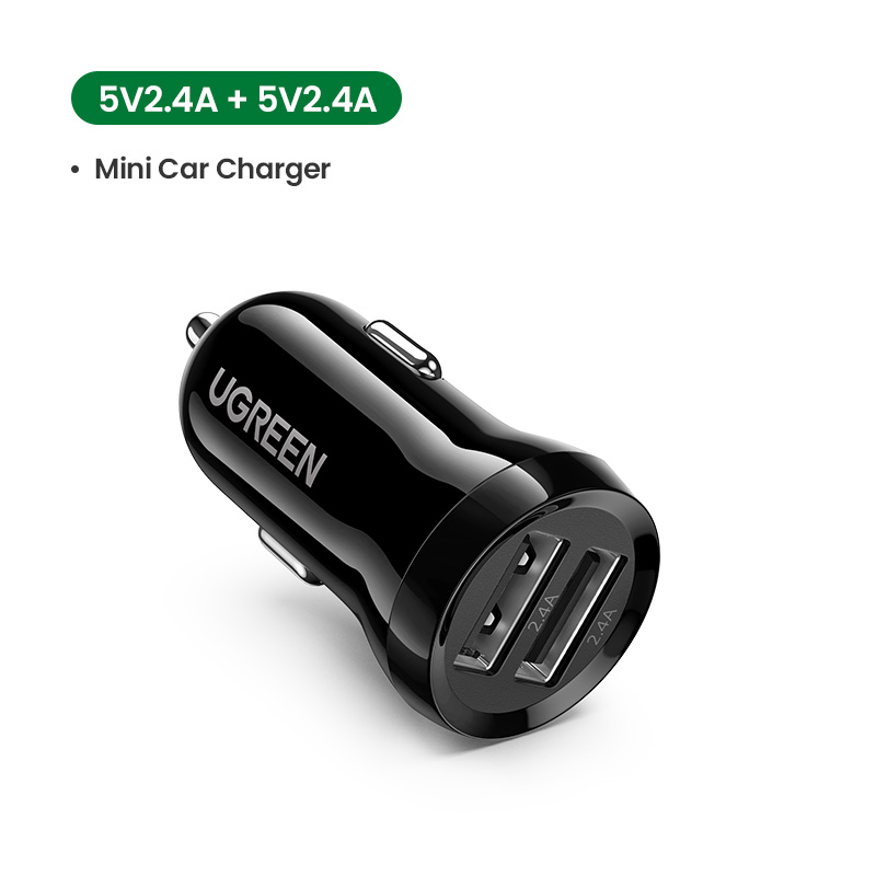 UGREEN Mini USB Car Charger For Mobile Phone Tablet GPS 4.8A Fast Charger Car-Charger Dual USB Car Phone Charger Adapter in Car