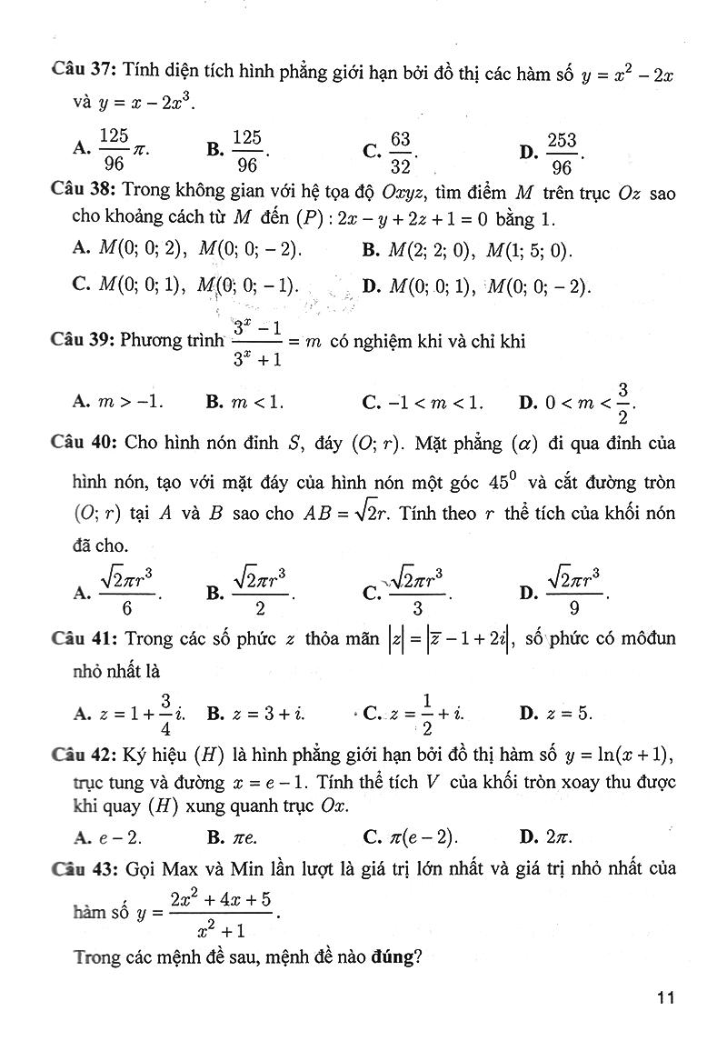 Bộ Đề Trắc Nghiệm Môn Toán 12