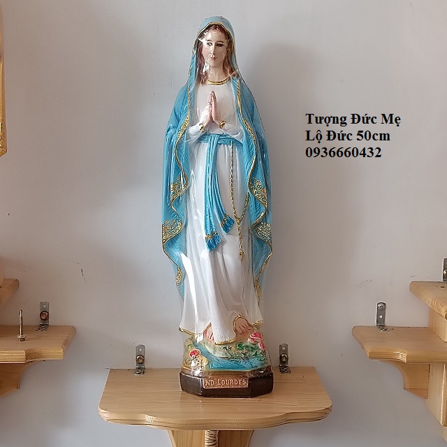 Tượng đức mẹ lộ đức 50cm tượng công giáo chất liệu composite