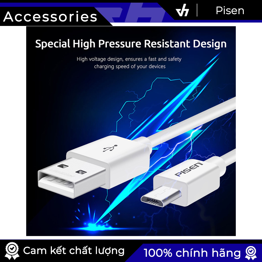 Cáp sạc pisen microusb