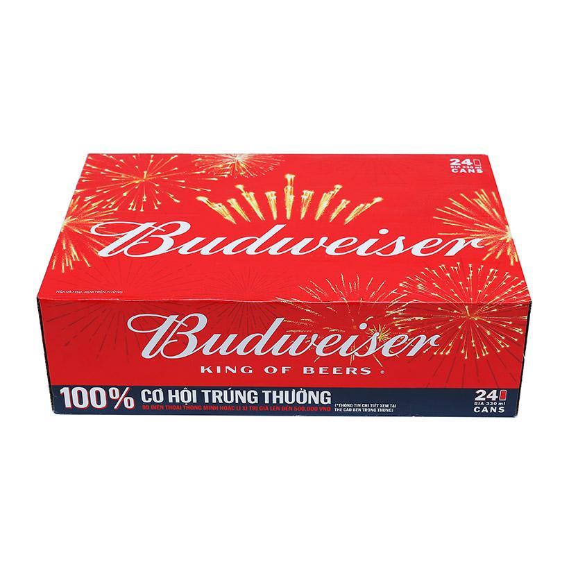 BUDWEISER LON 330ML - THÙNG 24 Mẫu xuân date 07/2019