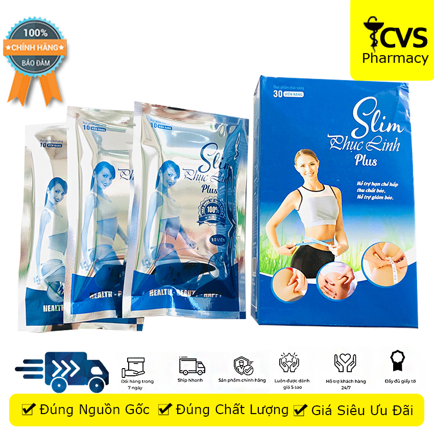 [HCM][Khỏe Đẹp] Slim Phục Linh Plus Hộp 30 viên uống giảm béo không mệt mỏi trẻ đẹp da giảm cân an toàn hiệu quả - CVSpharmacy