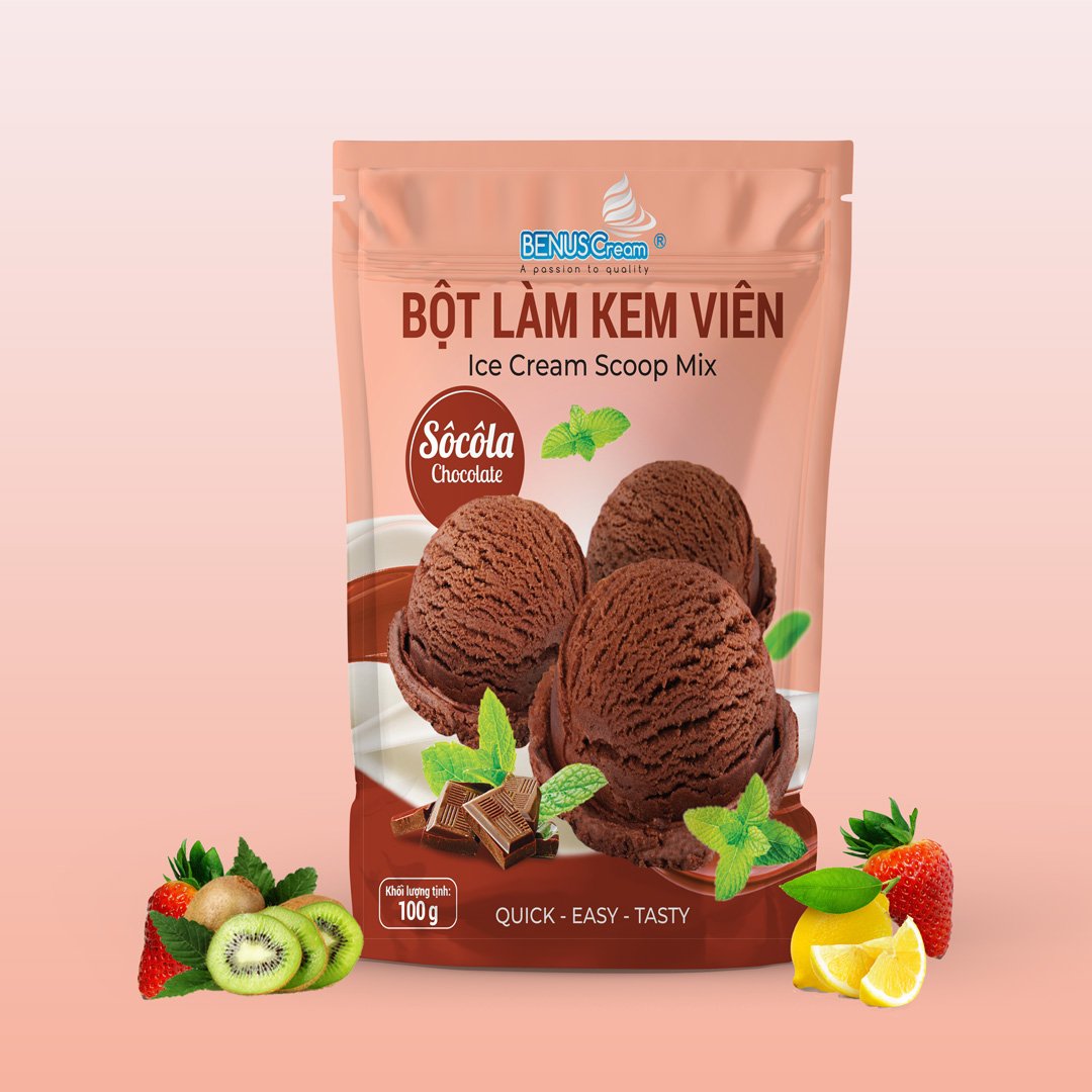 Bột làm kem viên-(Bột làm kem gia đình) Benuscream Túi 100gram