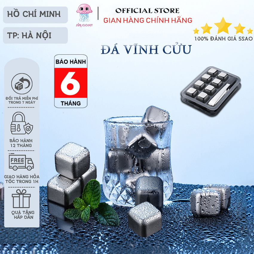 Đá vĩnh cửu không tan inox 304 hộp 8 viên chất liệu đạt chuẩn kiểm định an toàn, đá không tan, đá vĩnh cửu, đá lạnh inox vĩnh cửu, đá kim loại cao cấp 8 viên, đá lạnh tự nhiên vĩnh cửu an toàn sức khỏe .