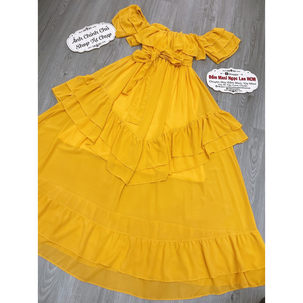 [HCM]đầm maxi bẹt vai bèo tầng