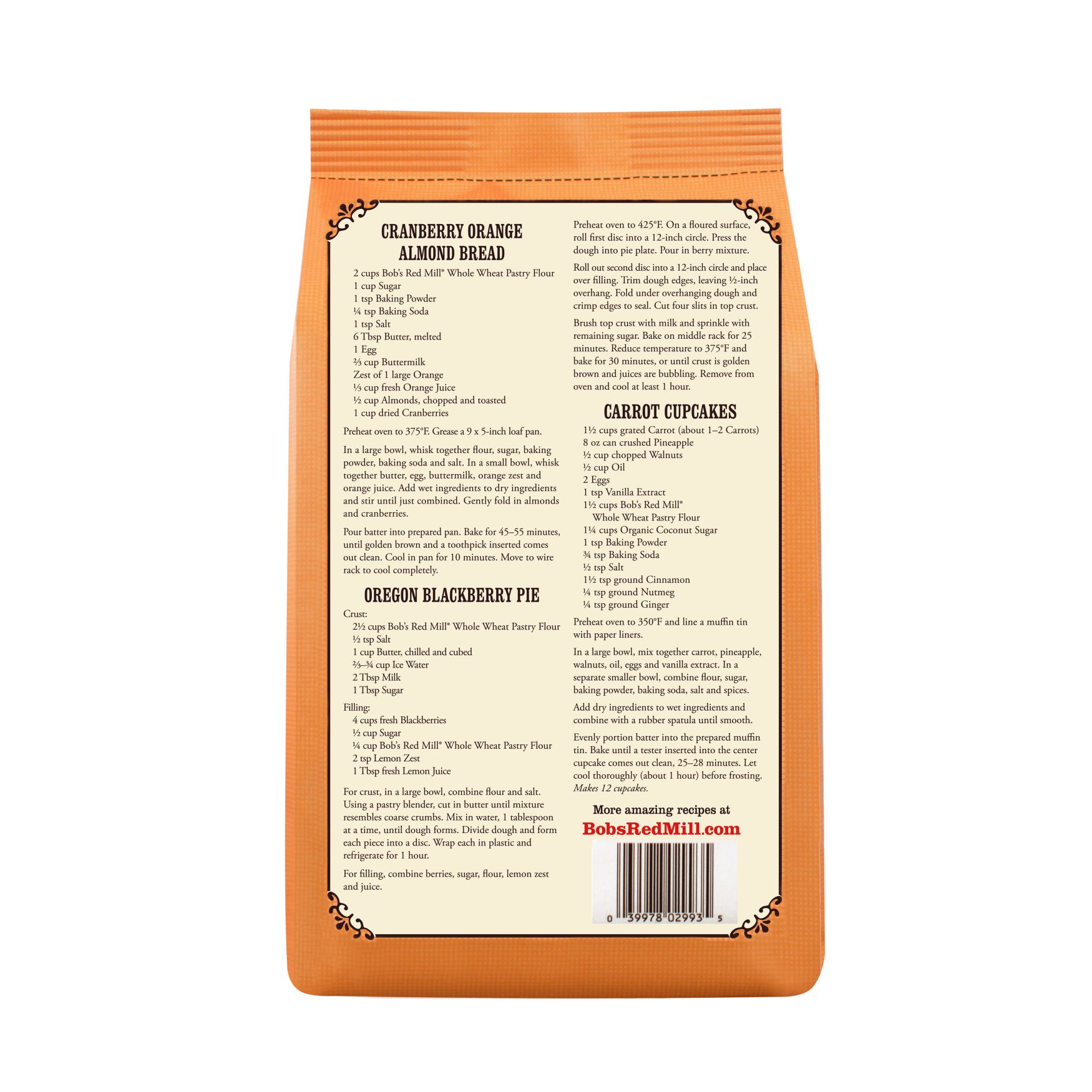 Bob's Red Mill Flour, Organic Whole Wheat Pastry flour, 5 lbs