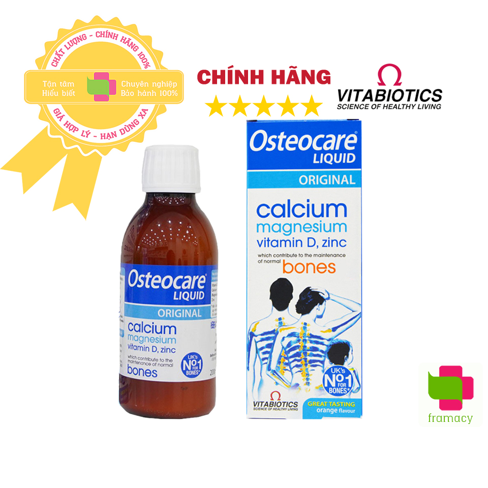 Canxi nước Osteocare Original Liquid Anh bổ sung canxi và d3 cho bé 3 tuổi đến 10 tuổi người lớn và bà bầu