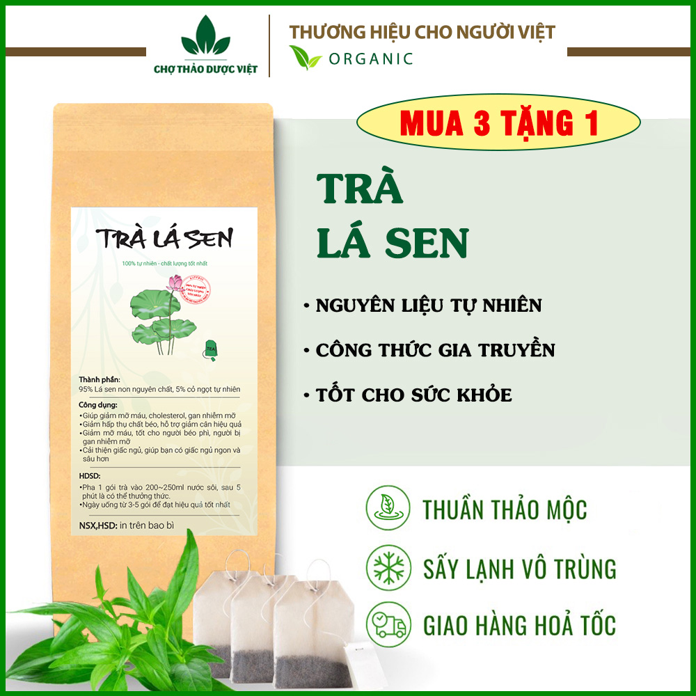Trà lá sen túi lọc, bịch 30 túi x 3g, đậm vị trà thơm ngon, dễ uống, tốt cho sức khoẻ