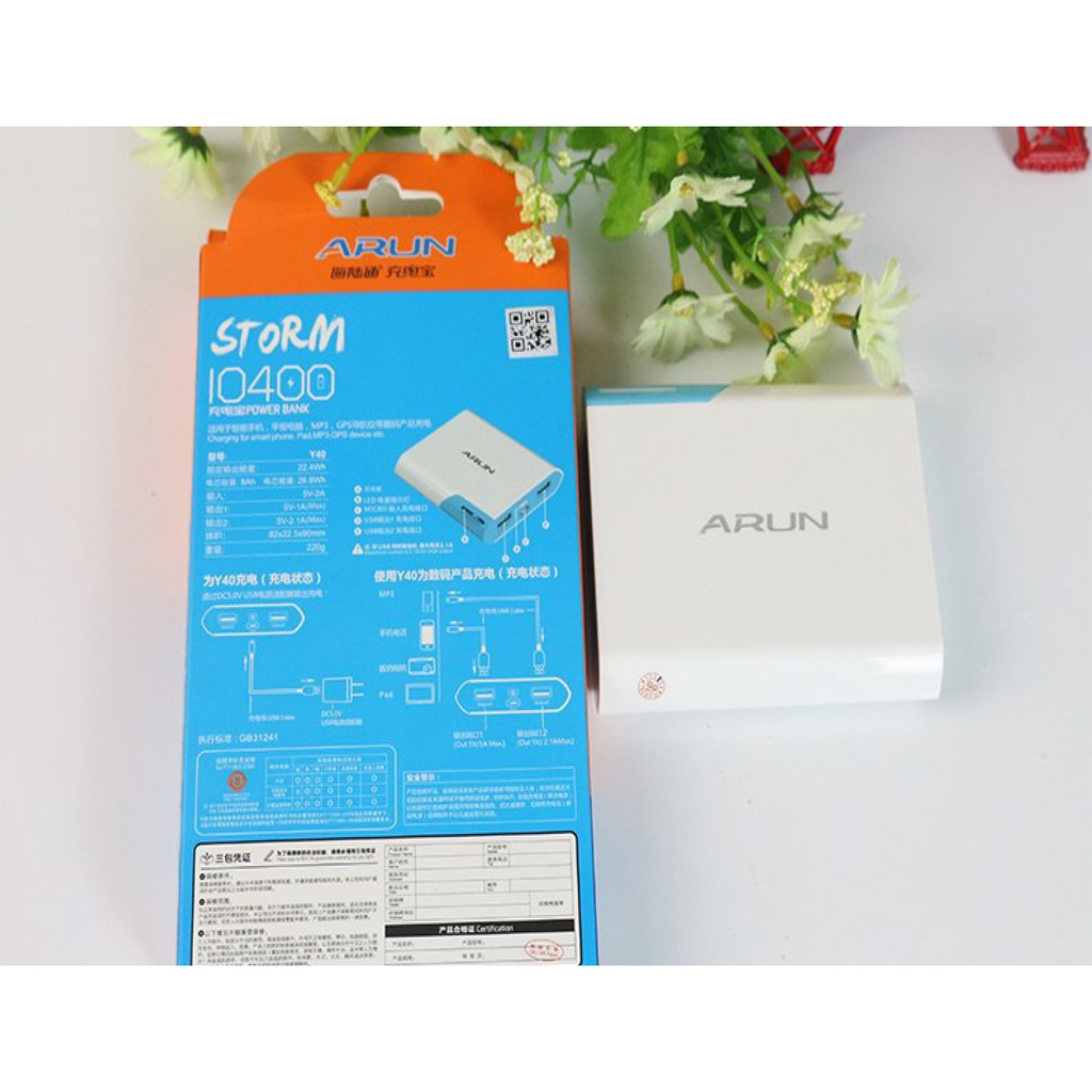 sạc dự phòng arun 10000 hàng