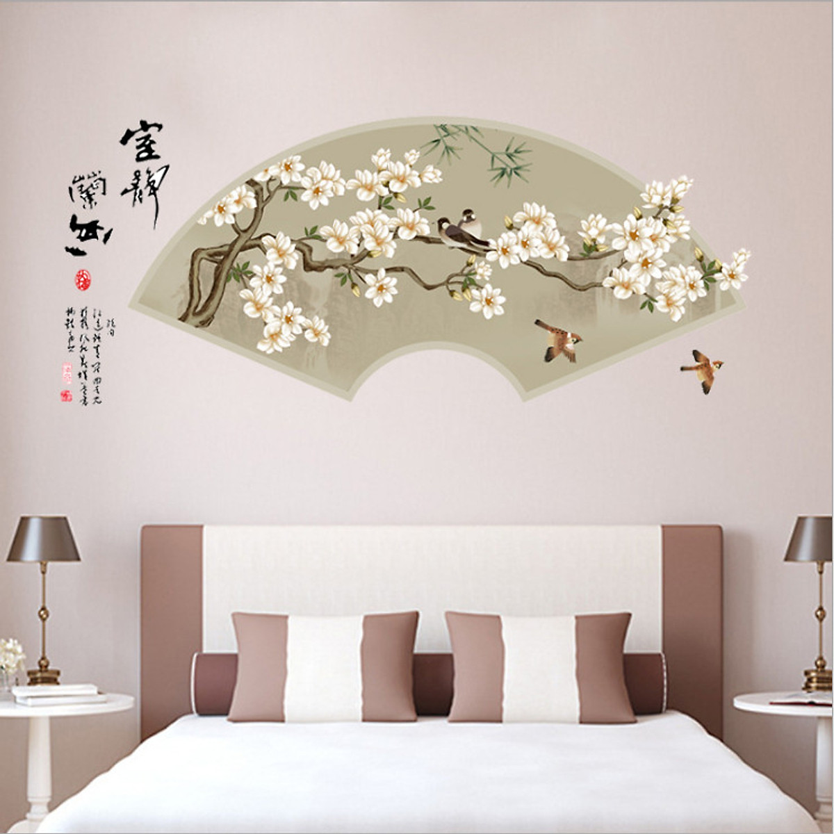 [HCM]DECAL DÁN TƯỜNG VÒM QUẠT HOA MAI TRẮNG