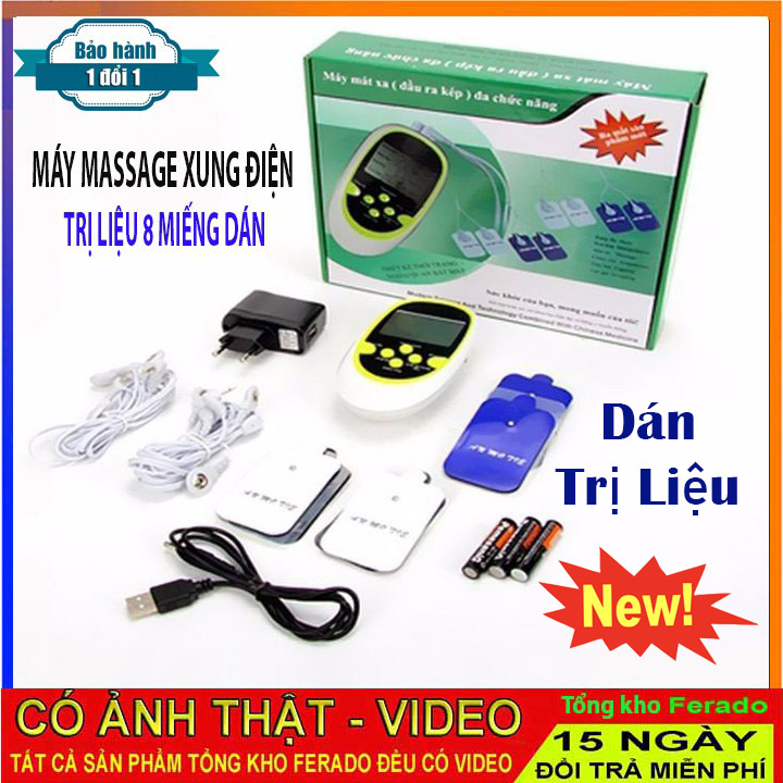 Máy massage trị liệu xung điện 8 miếng dán đa chức năng, Máy Matxa Toàn Thân, Máy Massage Xung Điện Có Tốt Không, Máy Massage Xung Điên 8 Miếng Dán: Châm Cứu, Co Cơ, Đấm Bóp, Bấm Huyệt, Trị Liệu. BH Uy Tín 1 đổi 1.