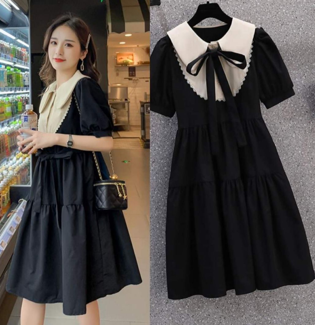 Váy bầu công sở mầu đen - đầm bầu thời trang suông a cho mẹ bầu,free size 40-70kg