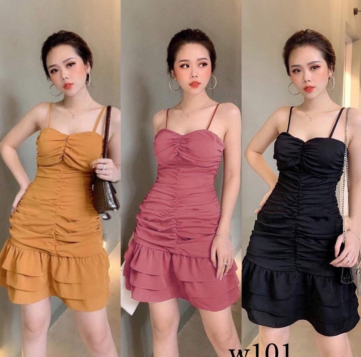 đầm xòe nhún 2 dây ( có mút ngực )