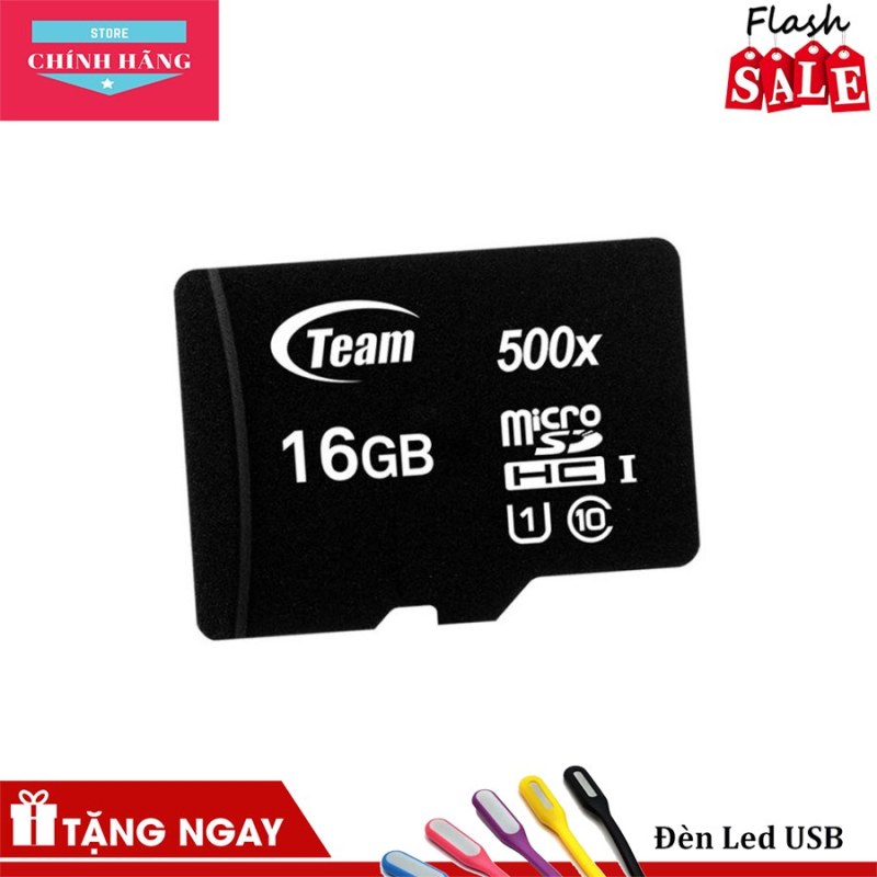 Thẻ nhớ micro SDHC Team 16GB upto 80MB/s 500x (Đen) - Bảo Hành 3 Năm