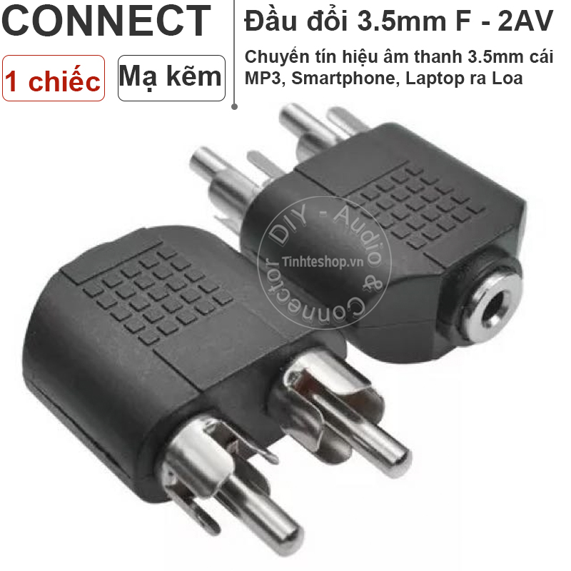 Audio 3.5mm female stereo to 2 AV RCA female adapter (1PCS)
