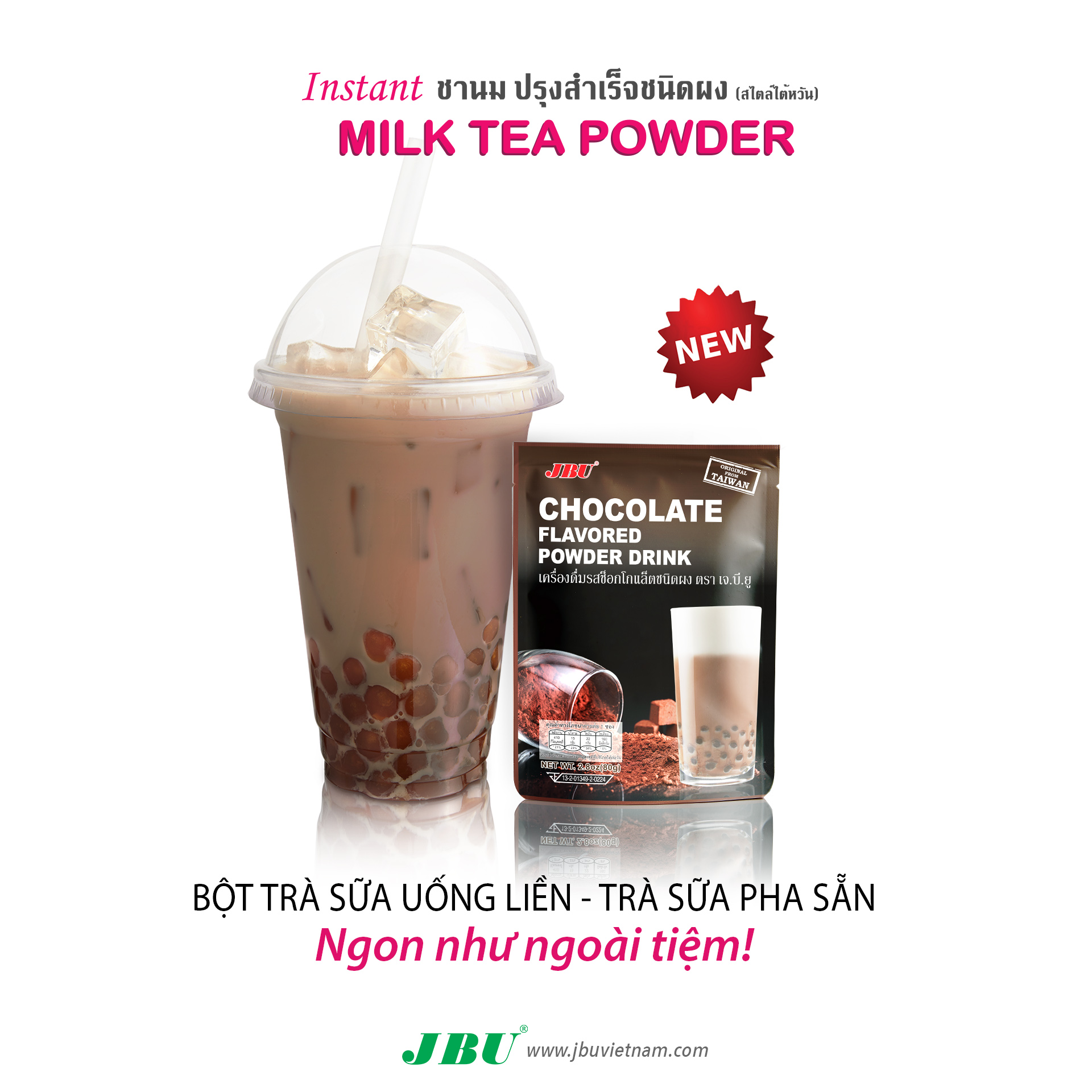 BỘT TRÀ SỮA PHA SẴN - BỘT TRÀ SỮA UỐNG LIỀN JBU VỊ CHOCOLATE
