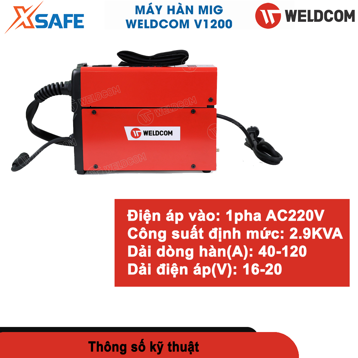 MIG welding machine semi automatic weldcom multimag V1200 range adjustable welding current 40a-120A, contemporary Glass solder wire 0.8mm - 0.9mm, performance 80%, MIG welding on high, inaccessible positions and handy-genuine-xsafe