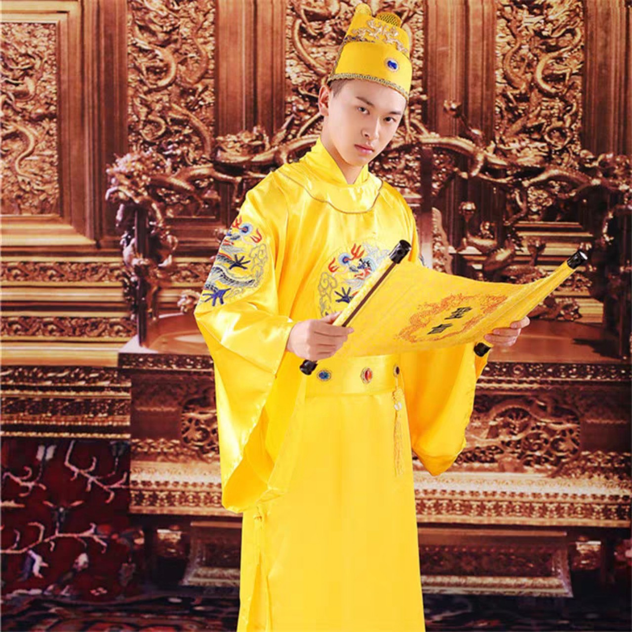 (CÓ SẴN) Trang Phục Vua Chúa Hoàng Thượng Hoàng Đế Quần Áo Vua Chúa Long Bào Hoàng Bào Thuê Hình Rồng Đẹp Mắt