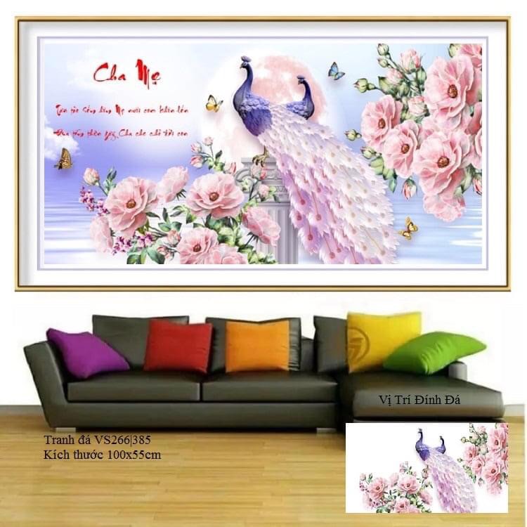 Tranh đính đá Cha Mẹ VS266 (100x55cm) - chưa đính đá