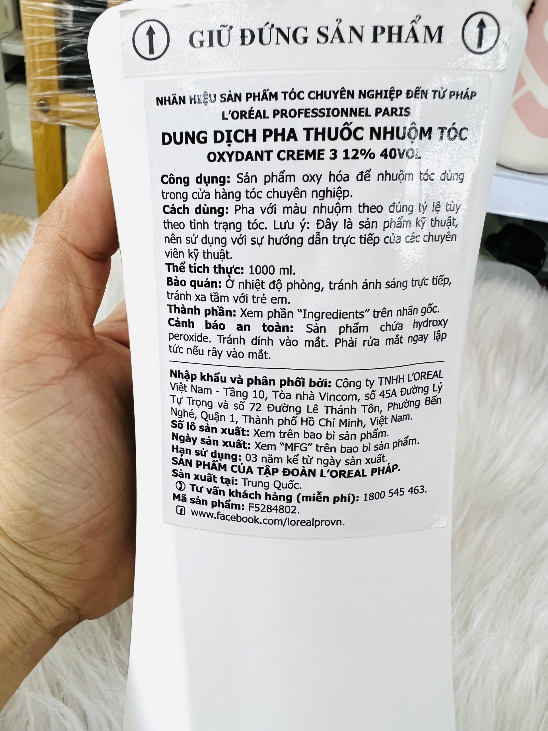 Kem oxy trợ nhuộm loreal mở biểu bì tóc 1000ml