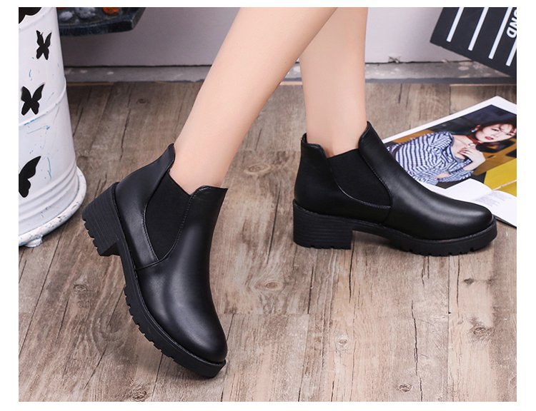 Bốt nữ chất da lỳ màu đe cổ chun co giãn tiện dụng đế 4p