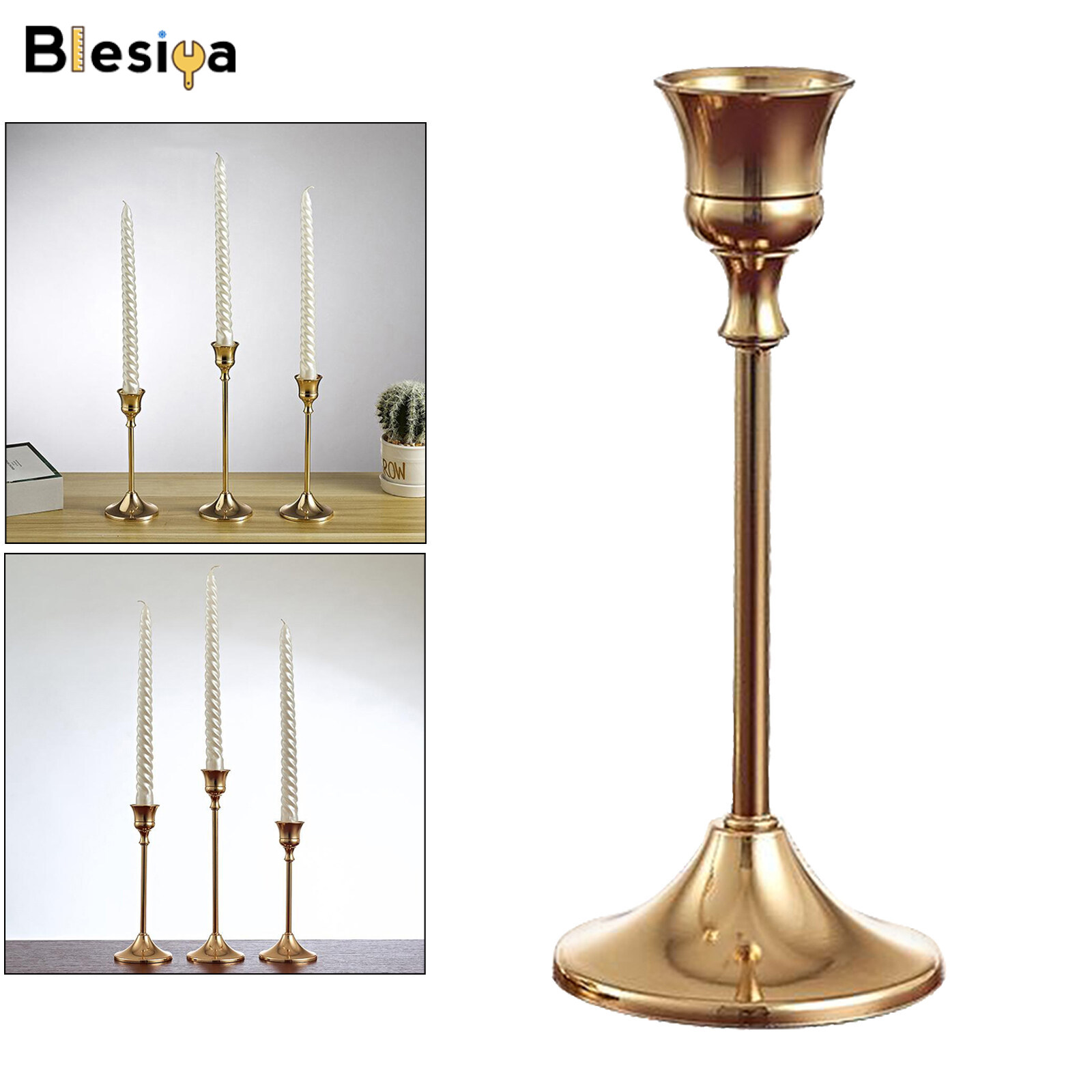 Blesiya Metal Candle Stick Holders Stand for Wedding Party Home Office Decor