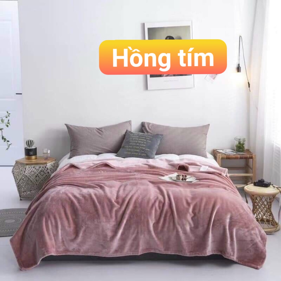Chăn mền, chăn lông  cừu trơn 2m x2m3 mẫu màu hồng tím