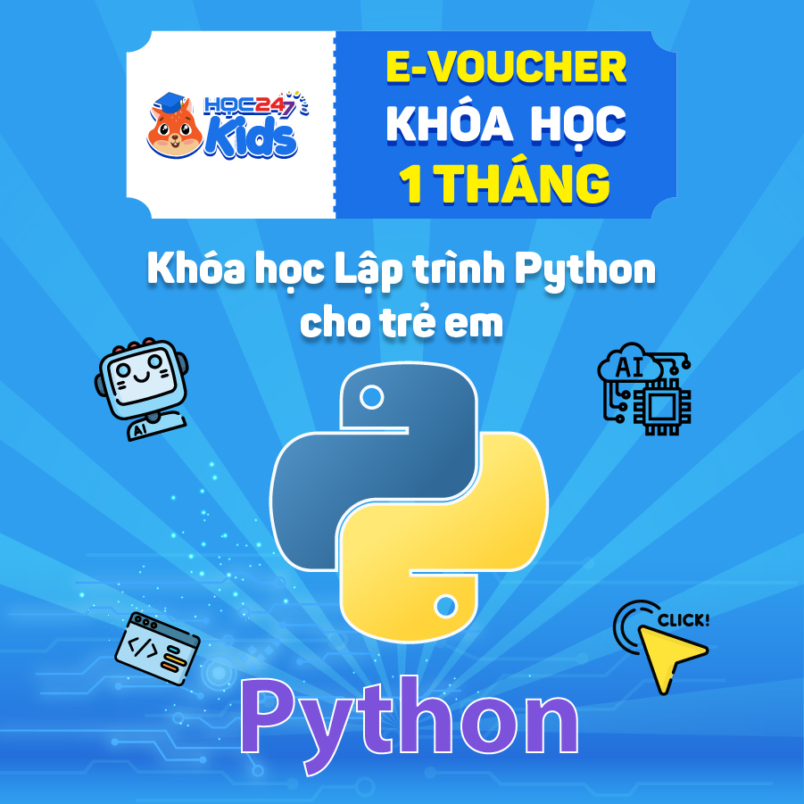 Toàn quốc [E-voucher] Combo 3 khóa học Lập trình Scratch, Scratch+, Python (1 tháng) - App HOC247 Kids