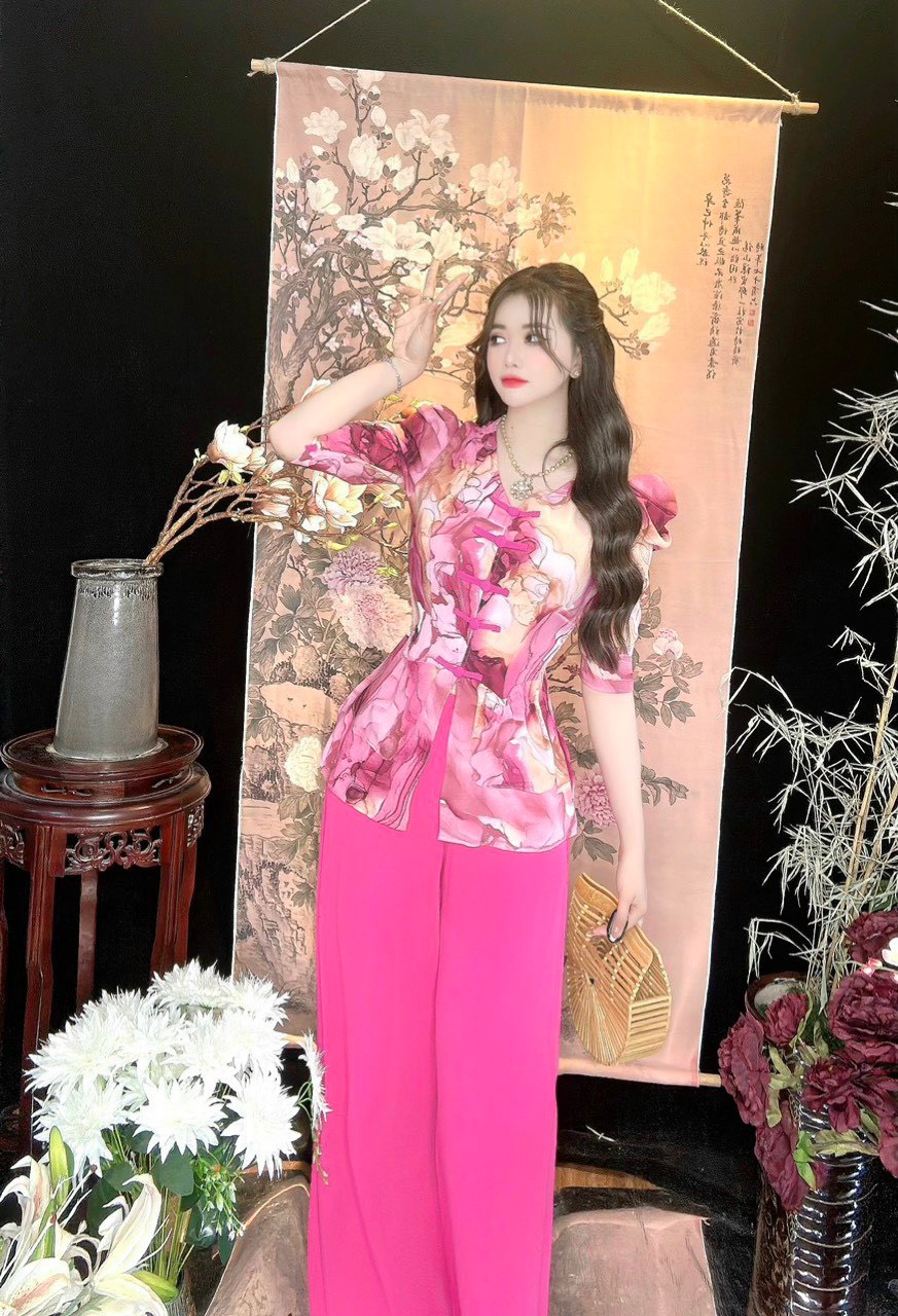 Bộ bà ba coor tym nút đôi lụa mango cao cấp