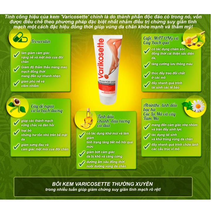 Kem Trị Suy Giãn Tĩnh Mạch Varikosette Nga 75ml