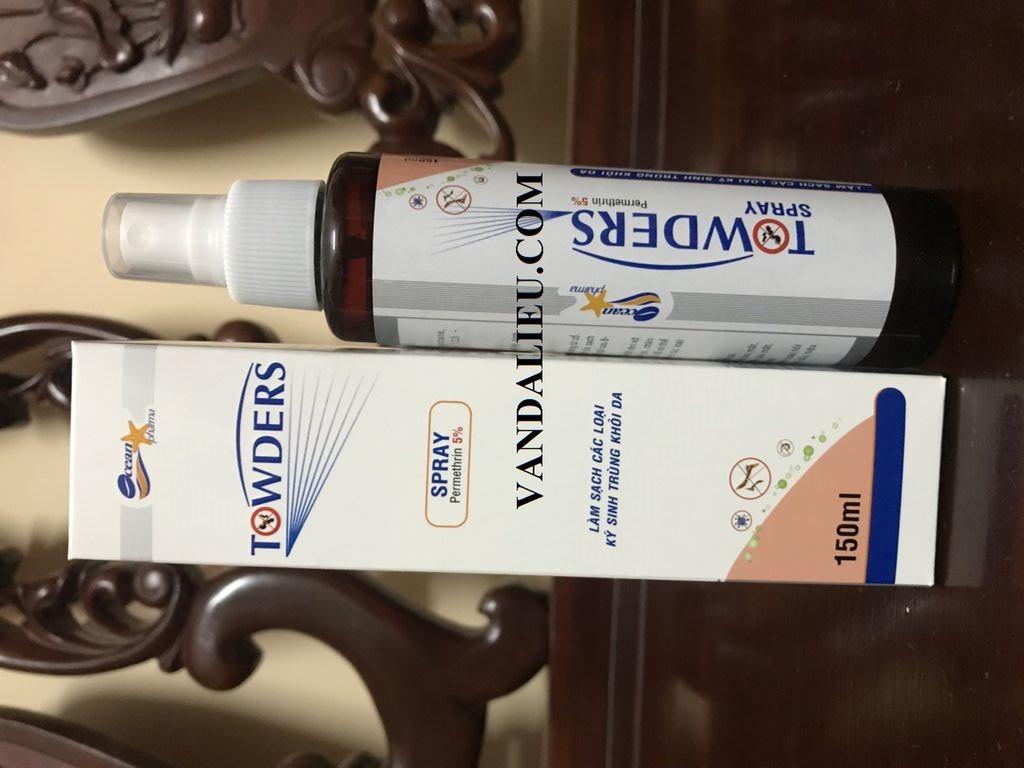 CHAI XỊT GHẺ -TOWDERS SPRAY 150ML. PERMETHRIN 5%.