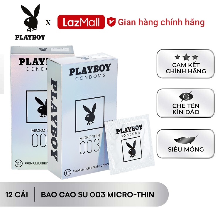 [ Playboy ] Bộ 2 Hộp Bao cao su Playboy 003 MICRO-THIN 12 bao - Siêu Mỏng