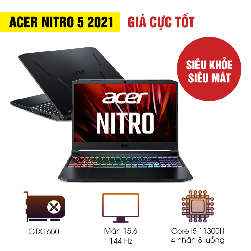 Bảng giá Laptop Acer Nitro 5 AN515-56-51N4 (NH.QBZSV.002)/ Black/ Intel Core i5-11300H (up to 4.40 Ghz, 8 MB)/ RAM 8GB DDR4/ 512GB SSD/ Nvidia Geforce GTX1650 4GB/ 15.6 inch FHD/ WC+WL+BT/ 57 Whr/ Win 10H/ 1 Yr Phong Vũ