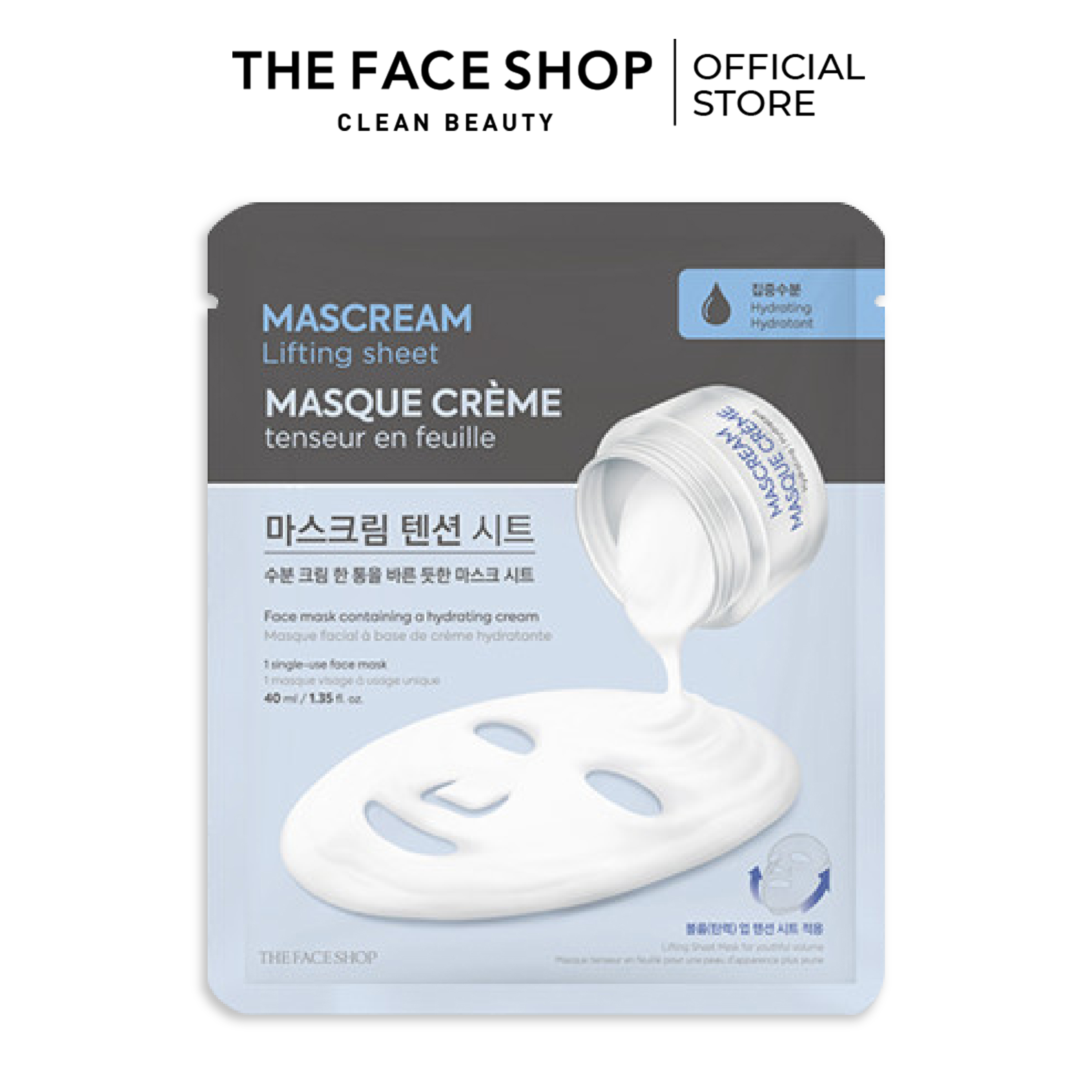 Mặt Nạ Cấp Nước Thefaceshop Deeply Hydrating Mascream Lifting Sheet Mask 40Ml