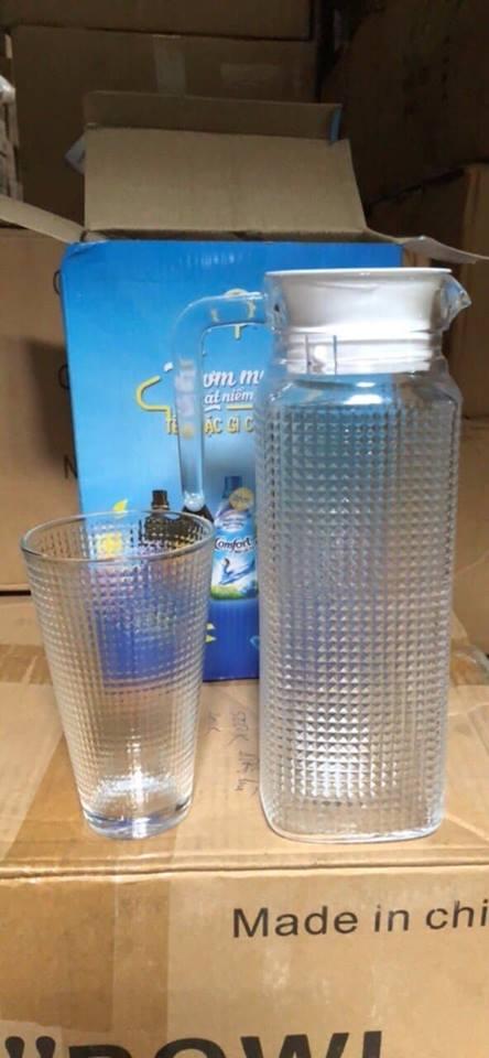 Bộ Bình Ly Thủy Tinh kim cương 1.1 lit