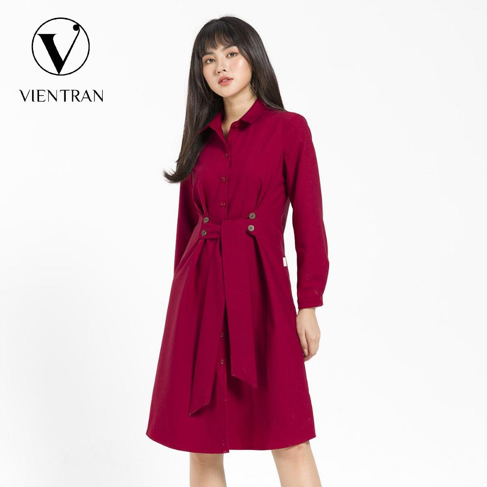 Đầm Suông VIENTRAN Sơ Mi Cổ Đức V63T19T028