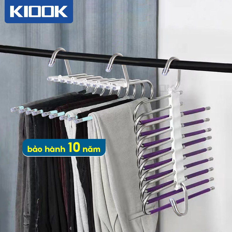 Kiook Móc Treo Quần Áo Thông Minh Gấp Gọn Móc Treo Quần Áo 5 Tầng Móc Inox  304 Treo Quần Áo Và Khăn Móc Treo Đồ Đa Năng Nhiều Màu Tùy Chọn