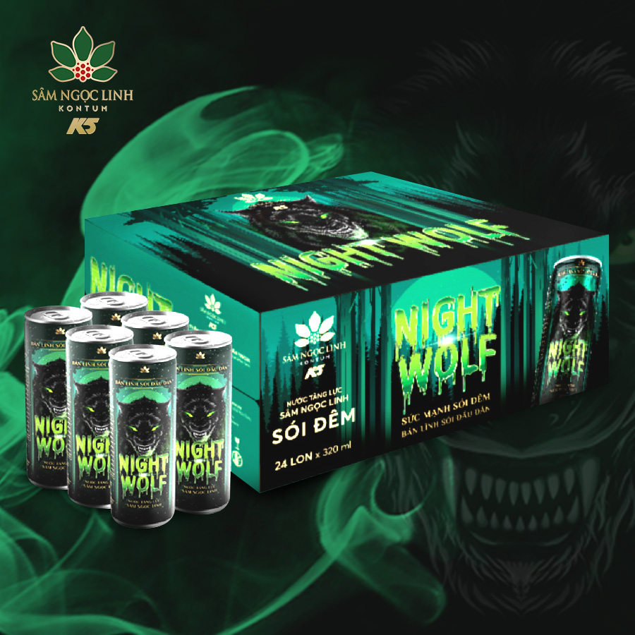 {Lon lẻ} Nước Tăng Lực NightWolf Sâm Ngọc Linh 320Ml/Lon