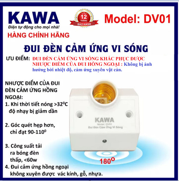 ĐUI ĐÈN CẢM ỨNG VI SÓNG DV01