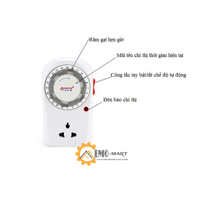 Ổ cắm hẹn giờ lập trình cơ Kerde TW-E05