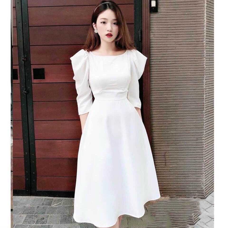 ( Sản Phẩm Mới) Đầm Váy Nữ Dạ Hội Dáng Xòe Tay Phồng
