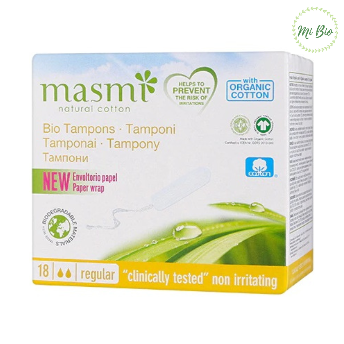 Tampon không cần đẩy 2 giọt hữu cơ (18m) - Masmi