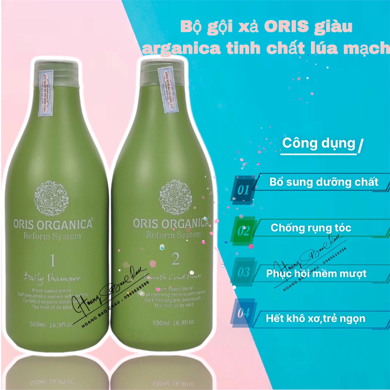 Bộ Dầu Gội Xả Oris Arganica Tinh Chất Lúa Mạch Phục Hồi 500ml