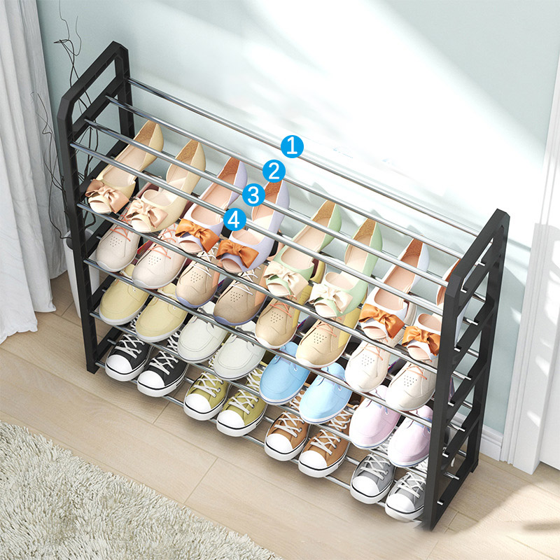 Simple shoe rack dustproof storage shoe cabinet multi-layer assembly home door shoe rack dormitory stainless steel shelf